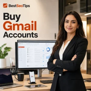 A professional holding multiple Gmail accounts representing secure, verified email assets for business and marketing.