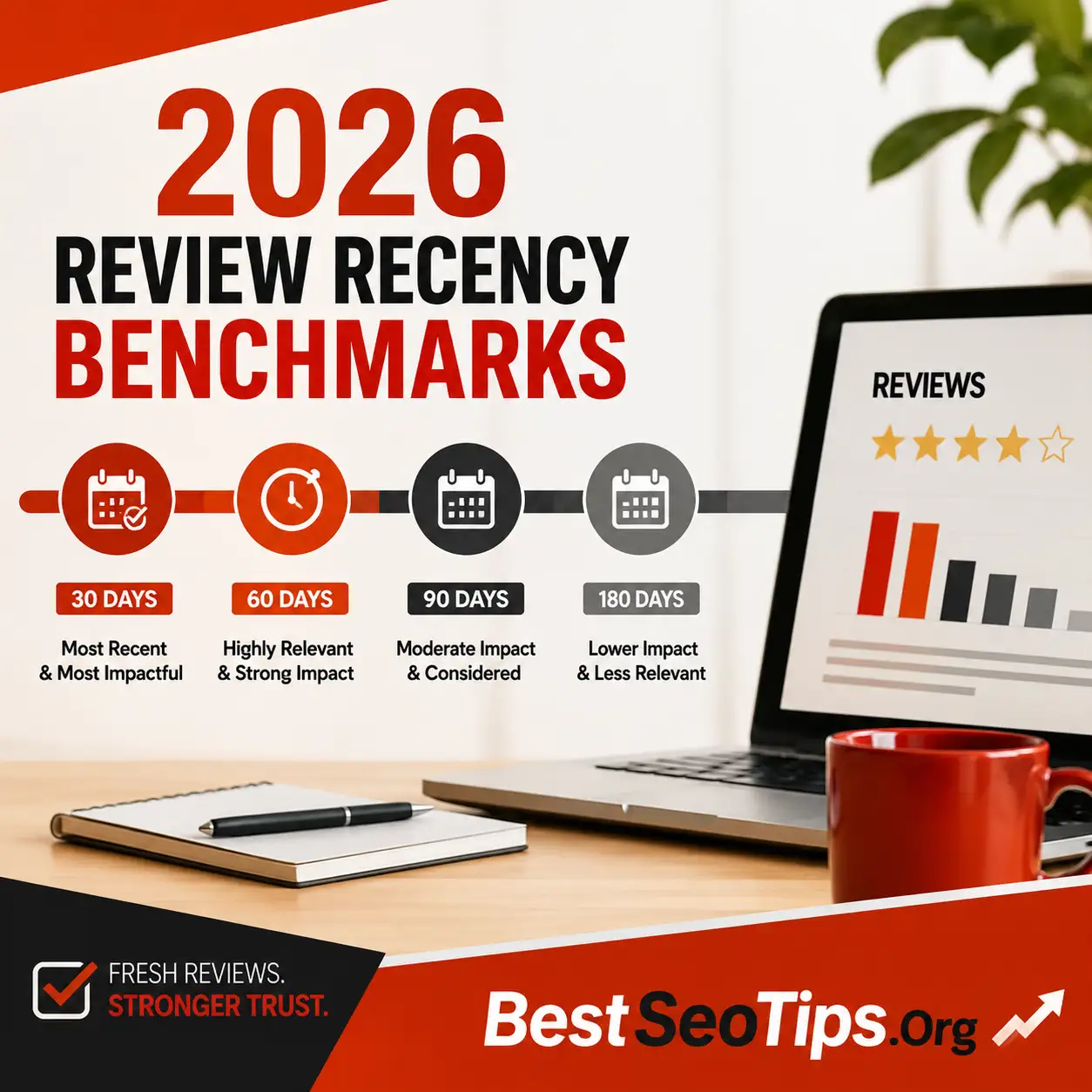 2026 Review Recency Benchmarks showing recent customer reviews and review freshness trends