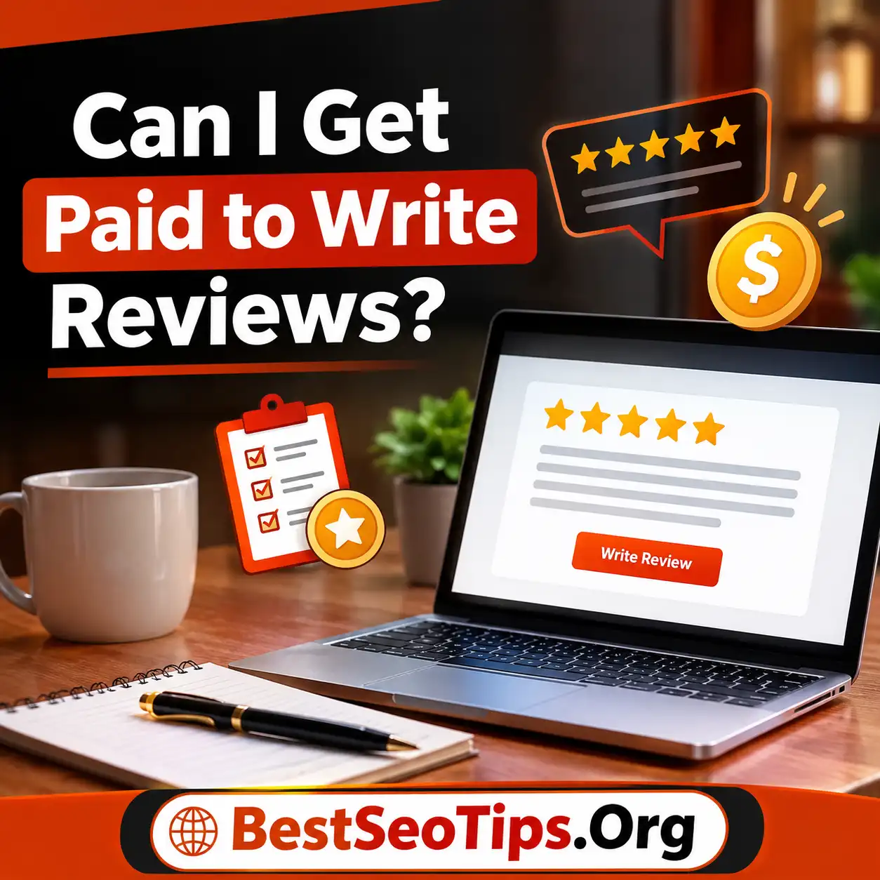 Person writing reviews online for legitimate paid review opportunities