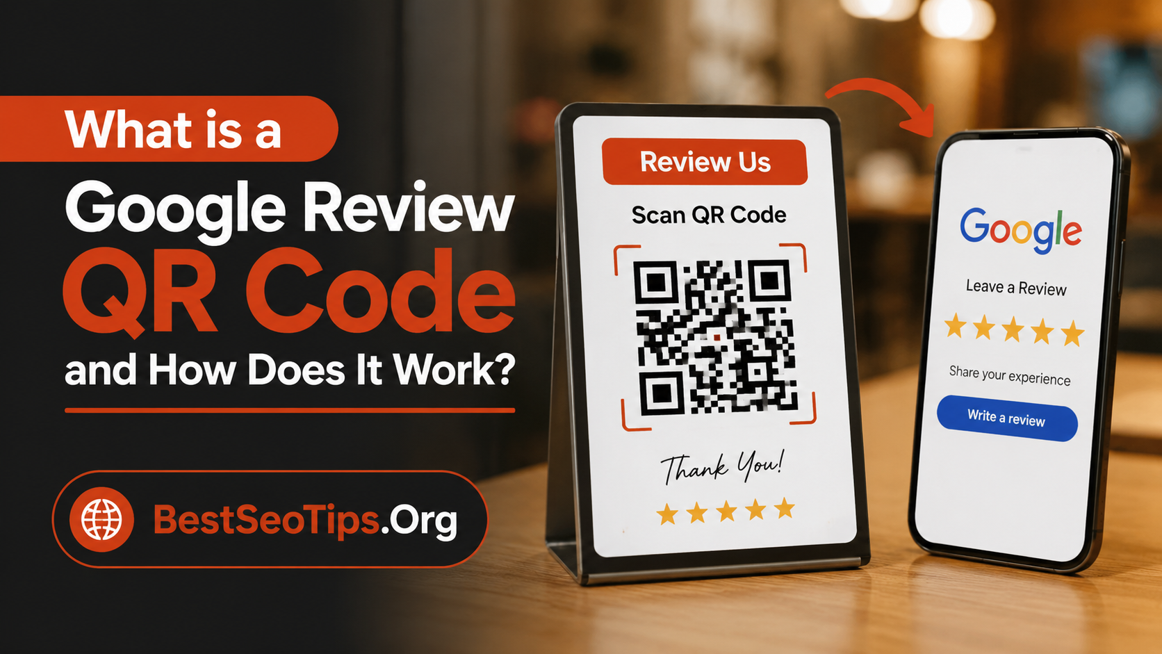 Customer scanning a QR code to leave a Google review