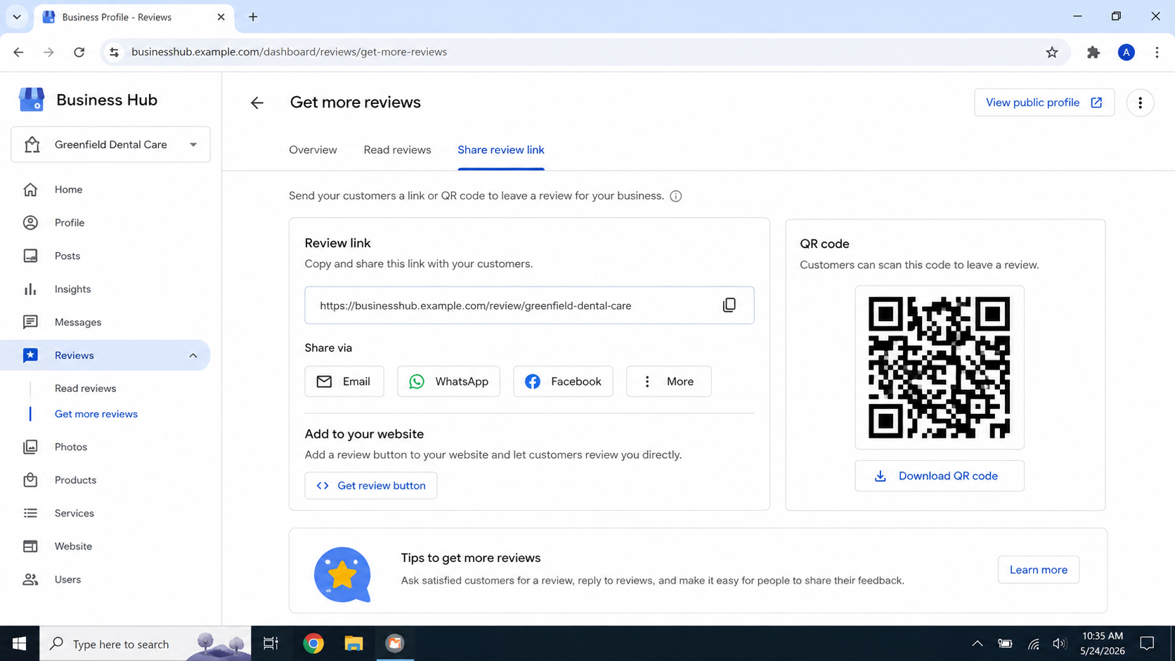 Places to display a Google Review QR code for customers