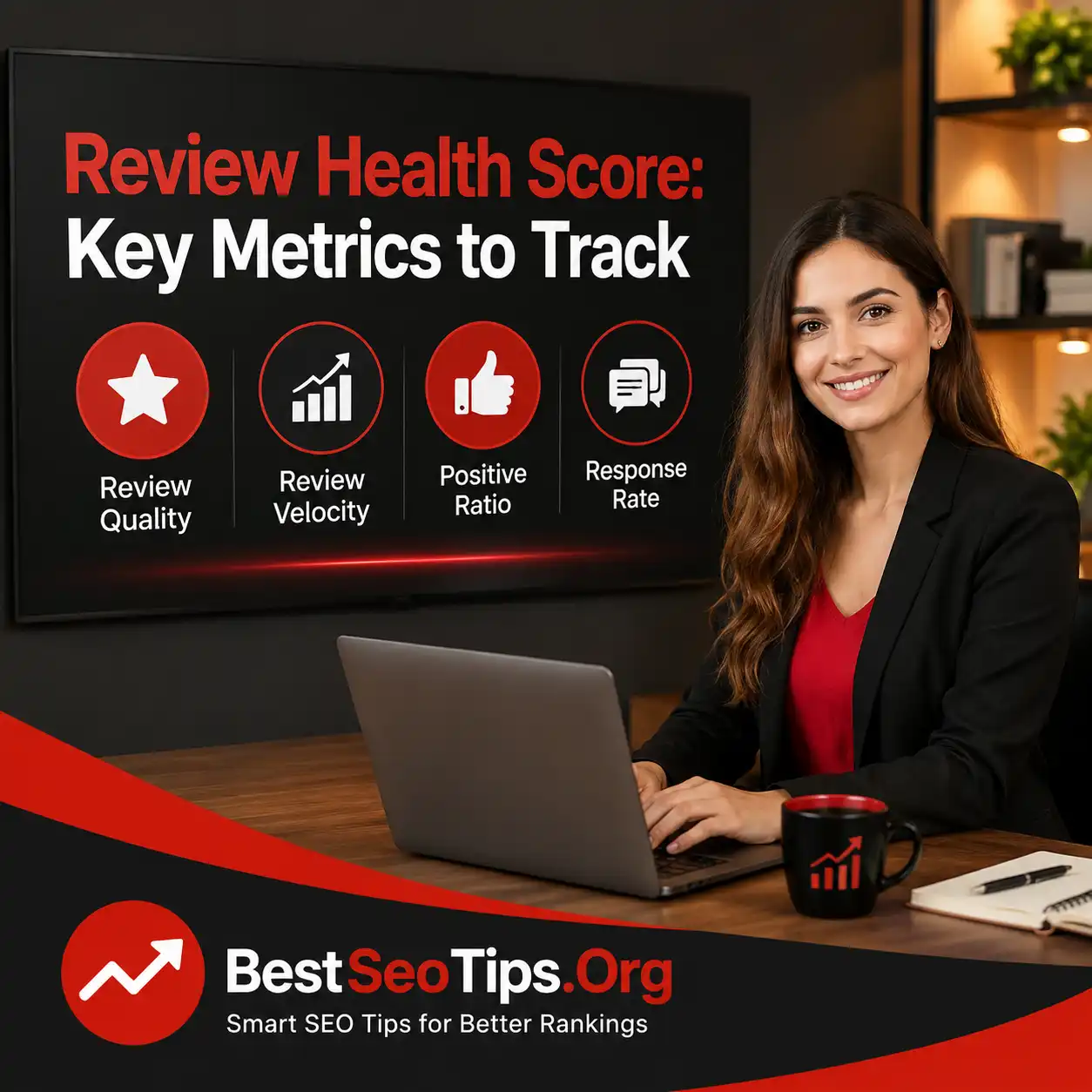 Review health score dashboard displaying rating, volume, and sentiment metrics